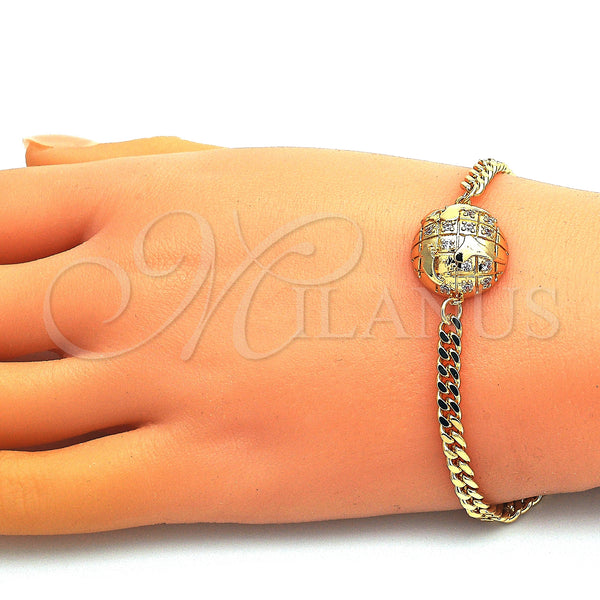 Gold Filled Bracelet — Fancy Bracelet with White Micro Pave Polished 03. — alternate product view — SKU 148381 | Oro Laminado brazalete — elegante Bracelet with blanco Micro Pave pulido 03. — SKU 148381