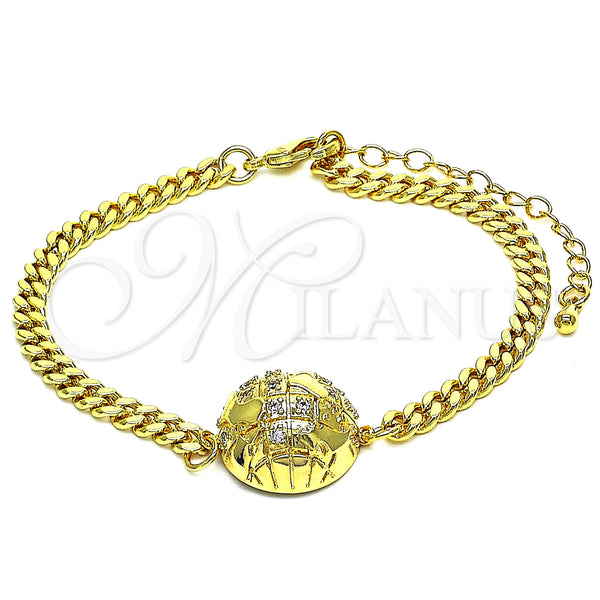 Gold Filled Bracelet — Fancy Bracelet with White Micro Pave Polished 03. — main product view — SKU 148381 | Oro Laminado brazalete — elegante Bracelet with blanco Micro Pave pulido 03. — SKU 148381