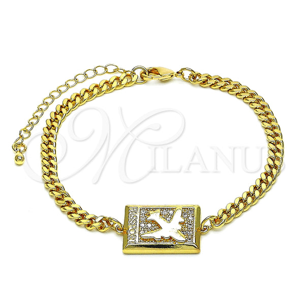 Gold Filled Bracelet — Fancy Bracelet Airplane Design with White Micro Pave — main product view — SKU 148382 | Oro Laminado brazalete — elegante Bracelet Airplane diseño with blanco Micro Pave — SKU 148382