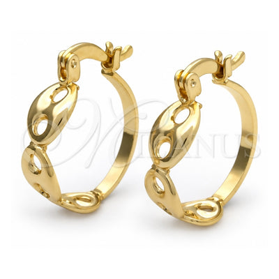Oro Laminado Medium Hoop, Gold Filled Style Puff Mariner Design, Polished, Golden Finish, 02.58.0082.20