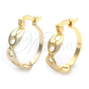 Gold Filled Hoop Earrings — Medium Hoop Puff Mariner Design Polished 02.58. — main product view — SKU 148402 | Oro Laminado aretes de aro — Medium Hoop Puff Mariner diseño pulido 02.58. — SKU 148402
