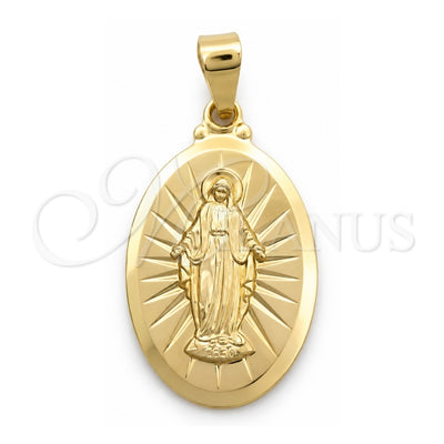 Oro Laminado Religious Pendant, Gold Filled Style Medalla Milagrosa Design, Polished, Golden Finish, 05.58.0015