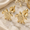 Oro Laminado Stud Earring, Gold Filled Style Turtle Design, Polished, Golden Finish, 02.58.0084