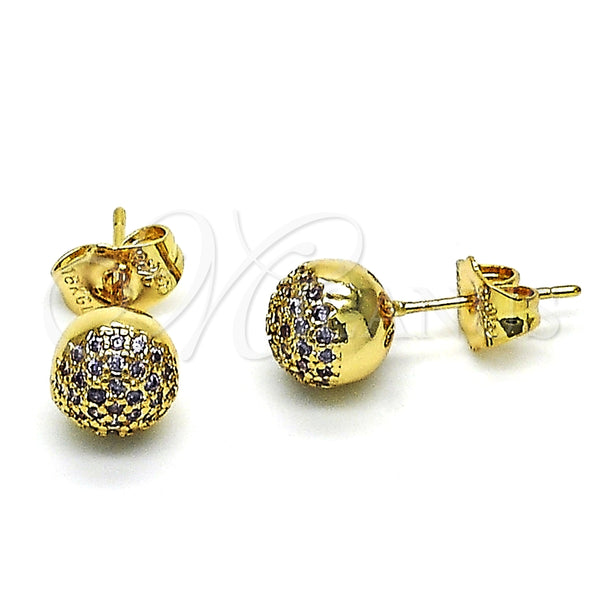 Gold Filled Ring — Stud Earring with Amethyst Micro Pave Polished 02. — main product view — SKU 148419 | Oro Laminado anillo — Stud Earring with Amethyst Micro Pave pulido 02. — SKU 148419
