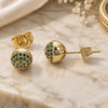 Oro Laminado Stud Earring, Gold Filled Style with Green Micro Pave, Polished, Golden Finish, 02.156.0424.7
