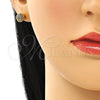 Oro Laminado Stud Earring, Gold Filled Style with Sapphire Blue Micro Pave, Polished, Golden Finish, 02.156.0424.8
