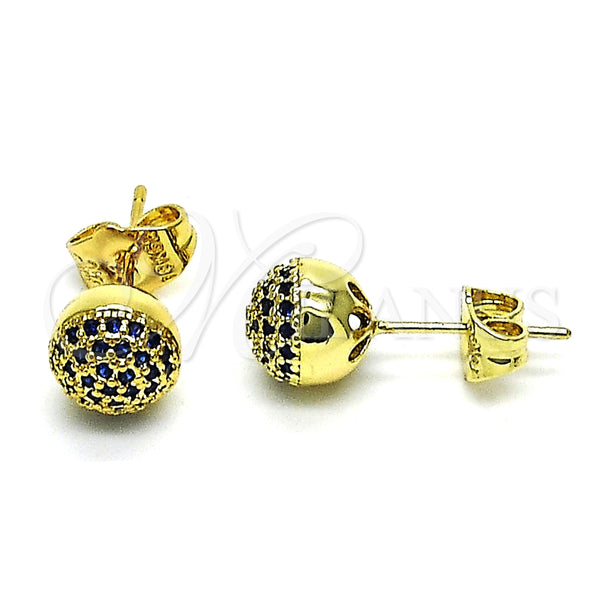 Gold Filled Ring — Stud Earring with Sapphire Blue Micro Pave Polished — alternate product view — SKU 148421 | Oro Laminado anillo — Stud Earring with Sapphire Blue Micro Pave pulido — SKU 148421