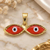 Oro Laminado Fancy Pendant, Gold Filled Style Evil Eye Design, Red Enamel Finish, Golden Finish, 05.32.0087.1