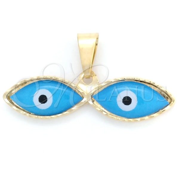 Gold Filled Pendant — Fancy Pendant Evil Eye Design Azul claro Enamel — main product view — SKU 148431 | Oro Laminado dije — elegante Pendant Evil Eye diseño Azul claro Enamel — SKU 148431