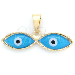 Gold Filled Pendant — Fancy Pendant Evil Eye Design Azul claro Enamel — main product view — SKU 148431 | Oro Laminado dije — elegante Pendant Evil Eye diseño Azul claro Enamel — SKU 148431