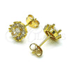 Oro Laminado Stud Earring, Gold Filled Style Baguette Design, with White Micro Pave and White Cubic Zirconia, Polished, Golden Finish, 02.342.0187