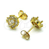 Oro Laminado Stud Earring, Gold Filled Style Baguette Design, with White Micro Pave and White Cubic Zirconia, Polished, Golden Finish, 02.342.0187