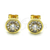 Oro Laminado Stud Earring, Gold Filled Style Baguette Design, with White Cubic Zirconia, Polished, Golden Finish, 02.342.0188
