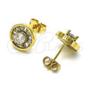 Oro Laminado Stud Earring, Gold Filled Style Baguette Design, with White Cubic Zirconia, Polished, Golden Finish, 02.342.0188