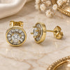 Oro Laminado Stud Earring, Gold Filled Style Baguette Design, with White Cubic Zirconia, Polished, Golden Finish, 02.342.0188