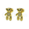 Gold Filled Ring — Stud Earring Teddy Bear Design with White and — alternate product view — SKU 148445 | Oro Laminado anillo — Stud Earring Teddy Bear diseño with blanco and — SKU 148445