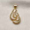 Oro Laminado Fancy Pendant, Gold Filled Style with White Micro Pave, Polished, Golden Finish, 05.342.0083