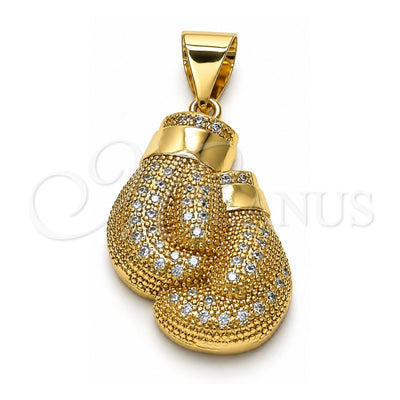 Oro Laminado Fancy Pendant, Gold Filled Style with White Micro Pave, Polished, Golden Finish, 05.342.0083