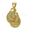 Oro Laminado Fancy Pendant, Gold Filled Style with White Micro Pave, Polished, Golden Finish, 05.342.0083