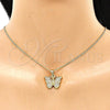 Oro Laminado Earring and Pendant Adult Set, Gold Filled Style Butterfly Design, with White Micro Pave, Polished, Golden Finish, 10.342.0065