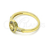 Oro Laminado Multi Stone Ring, Gold Filled Style Elephant Design, with White Micro Pave, Polished, Golden Finish, 01.213.0028.07 (Size 7)