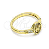 Oro Laminado Multi Stone Ring, Gold Filled Style Elephant Design, with White Micro Pave, Polished, Golden Finish, 01.213.0028.07 (Size 7)