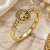Oro Laminado Multi Stone Ring, Gold Filled Style Elephant Design, with White Micro Pave, Polished, Golden Finish, 01.213.0028.07 (Size 7)