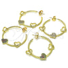 Oro Laminado Medium Hoop, Gold Filled Style Heart Design, with Multicolor Micro Pave, Polished, Golden Finish, 02.210.0707.1.30
