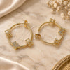 Oro Laminado Medium Hoop, Gold Filled Style Teddy Bear Design, with White Micro Pave, Polished, Golden Finish, 02.210.0708.30