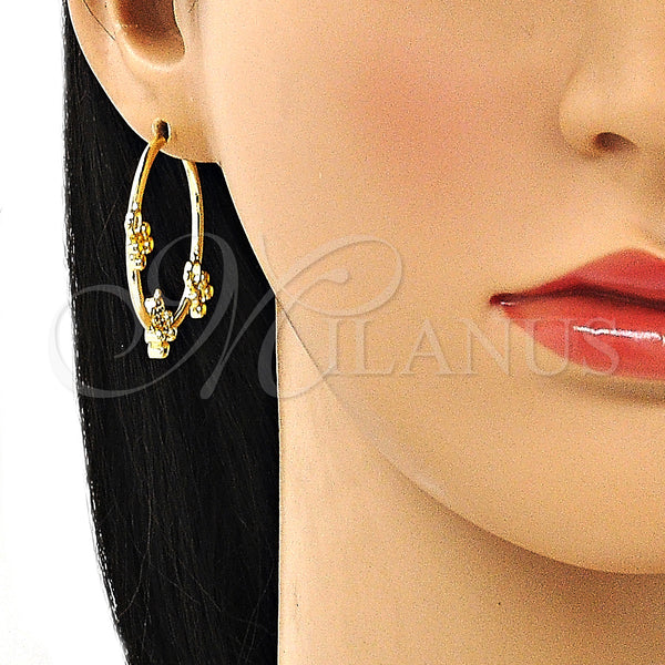 Gold Filled Hoop Earrings — Medium Hoop Teddy Bear Design with Multicolor Micro — alternate product view — SKU 148489 | Oro Laminado aretes de aro — Medium Hoop Teddy Bear diseño with Multicolor Micro — SKU 148489