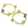 Oro Laminado Medium Hoop, Gold Filled Style Teddy Bear Design, with Multicolor Micro Pave, Polished, Golden Finish, 02.210.0708.1.30