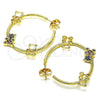 Oro Laminado Medium Hoop, Gold Filled Style Teddy Bear Design, with Multicolor Micro Pave, Polished, Golden Finish, 02.210.0708.1.30