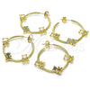 Oro Laminado Medium Hoop, Gold Filled Style Teddy Bear Design, with Multicolor Micro Pave, Polished, Golden Finish, 02.210.0708.1.30