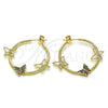 Oro Laminado Medium Hoop, Gold Filled Style Butterfly Design, with Multicolor Micro Pave, Polished, Golden Finish, 02.210.0709.1.30