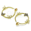 Oro Laminado Medium Hoop, Gold Filled Style Butterfly Design, with Multicolor Micro Pave, Polished, Golden Finish, 02.210.0709.1.30