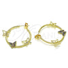 Oro Laminado Medium Hoop, Gold Filled Style Butterfly Design, with Multicolor Micro Pave, Polished, Golden Finish, 02.210.0709.1.30