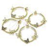 Oro Laminado Medium Hoop, Gold Filled Style Butterfly Design, with Multicolor Micro Pave, Polished, Golden Finish, 02.210.0709.1.30