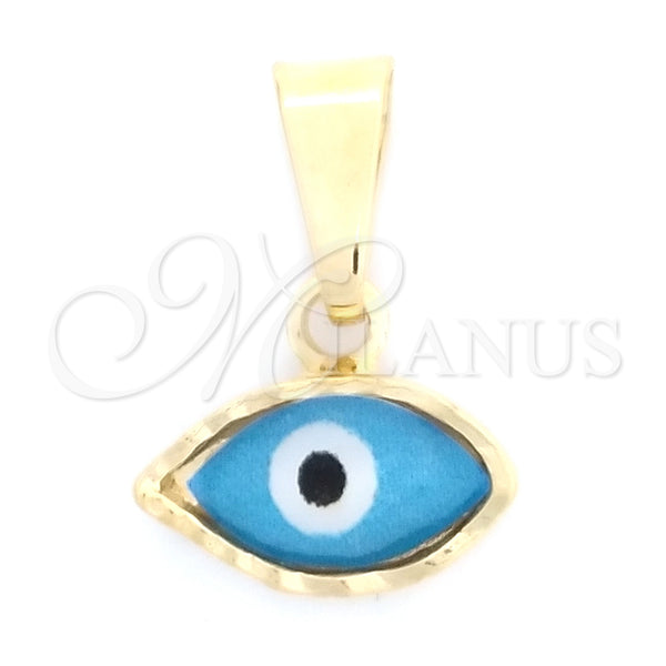 Gold Filled Pendant — Fancy Pendant Evil Eye Design Azul claro Enamel — main product view — SKU 148492 | Oro Laminado dije — elegante Pendant Evil Eye diseño Azul claro Enamel — SKU 148492