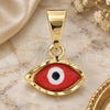 Oro Laminado Fancy Pendant, Gold Filled Style Evil Eye Design, Red Enamel Finish, Golden Finish, 05.32.0088.2