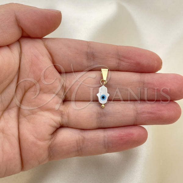 Gold Filled Pendant — Fancy Pendant Hand Design with Ivory Mother of — alternate product view — SKU 148496 | Oro Laminado dije — elegante Pendant Hand diseño with Ivory Mother of — SKU 148496