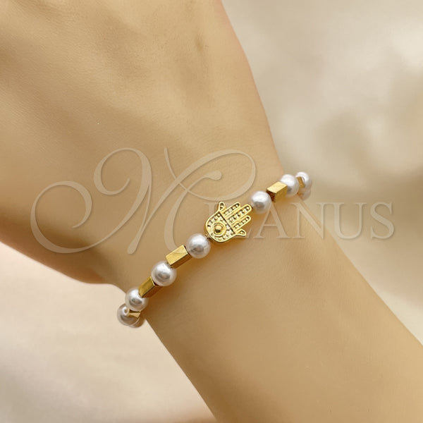 Gold Filled Bracelet — Adjustable Bolo Bracelet Judaica and Hand of God — alternate product view — SKU 148502 | Oro Laminado brazalete — Adjustable Bolo Bracelet Judaica and Hand of God — SKU 148502