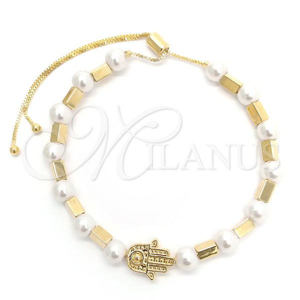 Gold Filled Bracelet — Adjustable Bolo Bracelet Judaica and Hand of God — main product view — SKU 148502 | Oro Laminado brazalete — Adjustable Bolo Bracelet Judaica and Hand of God — SKU 148502
