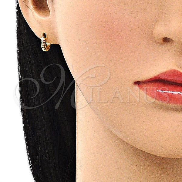 Gold Filled Hoop Earrings — Huggie Hoop with Garnet Micro Pave Polished 02. — alternate product view — SKU 148505 | Oro Laminado aretes de aro — Huggie Hoop with Garnet Micro Pave pulido 02. — SKU 148505