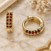 Oro Laminado Huggie Hoop, Gold Filled Style with Garnet Micro Pave, Polished, Golden Finish, 02.195.0111.2.10