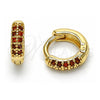Oro Laminado Huggie Hoop, Gold Filled Style with Garnet Micro Pave, Polished, Golden Finish, 02.195.0111.2.10