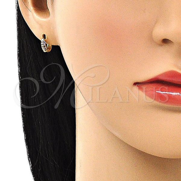 Gold Filled Hoop Earrings — Huggie Hoop with Amethyst Micro Pave Polished 02. — alternate product view — SKU 148506 | Oro Laminado aretes de aro — Huggie Hoop with Amethyst Micro Pave pulido 02. — SKU 148506