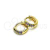 Oro Laminado Huggie Hoop, Gold Filled Style with Amethyst Micro Pave, Polished, Golden Finish, 02.195.0111.3.10