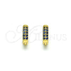 Oro Laminado Huggie Hoop, Gold Filled Style with Sapphire Blue Micro Pave, Polished, Golden Finish, 02.195.0111.4.10