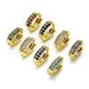 Oro Laminado Huggie Hoop, Gold Filled Style with Sapphire Blue Micro Pave, Polished, Golden Finish, 02.195.0111.4.10