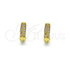 Oro Laminado Huggie Hoop, Gold Filled Style with Pink Micro Pave, Polished, Golden Finish, 02.195.0111.6.10